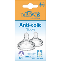 Dr Brown's Level 4 Wide Neck Bottle Teats 2pk WN4201ANX