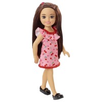 Barbie Chelsea Doll (Brunette) In Cherry-Print Dress DWJ33
