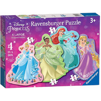Ravensburger Disney Princess 4 Large Shaped Puzzle in a Box (10pc, 12pc, 14pc and 16pc) RB03082