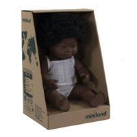 Miniland Baby Doll African Down Syndrome Girl 38cm Anatomically Correct MNL31154