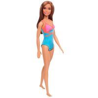 Barbie Beach Doll Brunette Wearing Blue Swimsuit DWJ99
