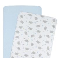 Living Textiles Cotton Jersey Bassinet Fitted Sheet 2 Pack Mason/Blue Dots **