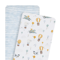 Living Textiles 100% Cotton Bassinet Fitted Sheets 2 Pack Up Up & Away