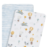 Living Textiles 2pk Bedside Bassinet/Cradle/Co-Sleeper Fitted Sheets - Up Up & Away