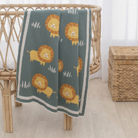 Lolli Living 100% Cotton Knit Pram Blanket - Day at the Zoo
