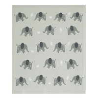 Living Textiles 100% Cotton Knit Australiana Baby Blanket Elephant/Grey 75x85cm