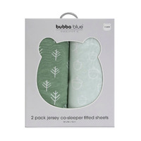 Bubba Blue Nordic 2pk Jersey Co-sleeper Fitted Sheets Avocado/Forest 12449