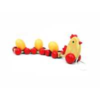 Kaper Kidz Wooden Pull-Along Chicken with 3 Rolling Eggs WT282