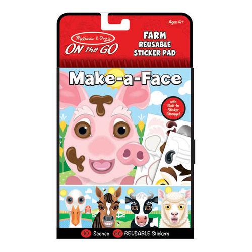 Melissa & Doug On the Go Farm Reusable Sticker Pad Make-a-Face MND30511