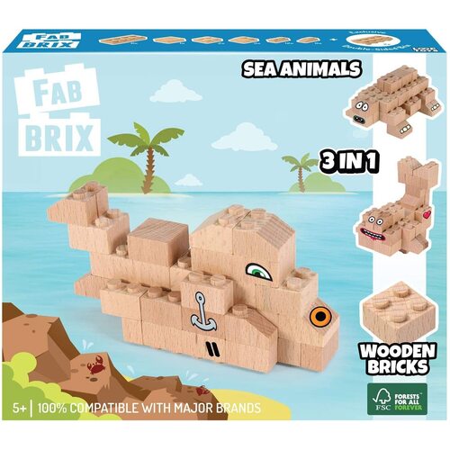 Fab Brix Wooden Bricks Sea Animals FB1807 **