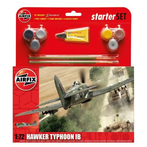 Airfix Starter Set Model Kit Hawker Typhoon 1:72 scale inc paint glue 55208