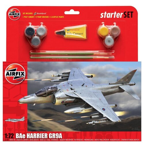 Airfix Starter Set BAe Harrier GR9A plastic model kit 1:72 scale inc paint glue 55300