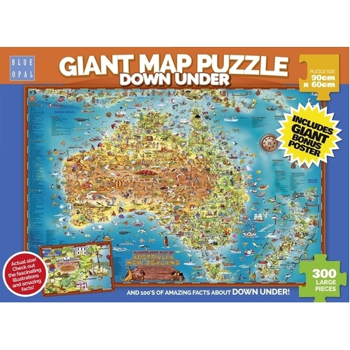 Blue Opal Giant Map Down Under Puzzle 300pc