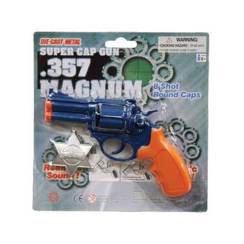 Super Cap Gun 8 Shot with Sheriff Badge .357 Magnum diecast metal toy AAS703BG3