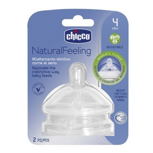 Chicco Natural Feeling Teat 4m+ Adjustable Flow 2 Pack 115512 **